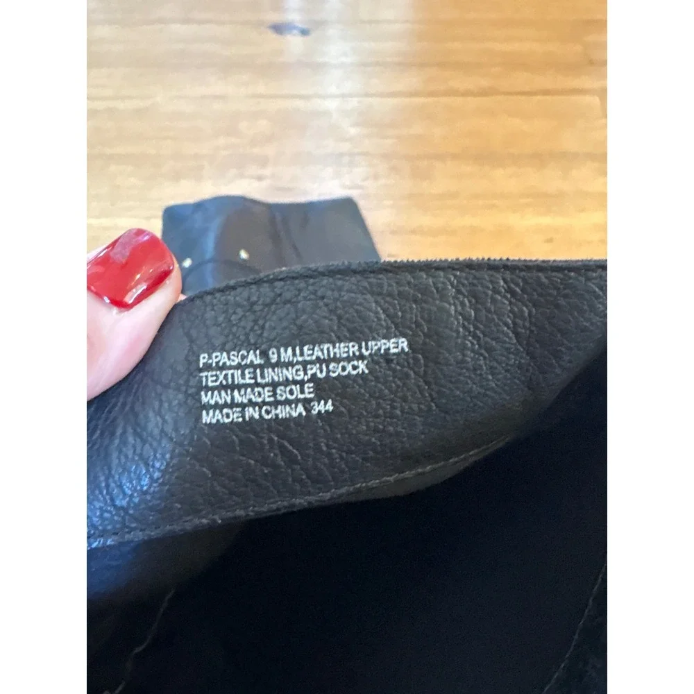 Steve Madden P-Pascal Boot Women Black Leather Studded Rear Zip SIZE 9